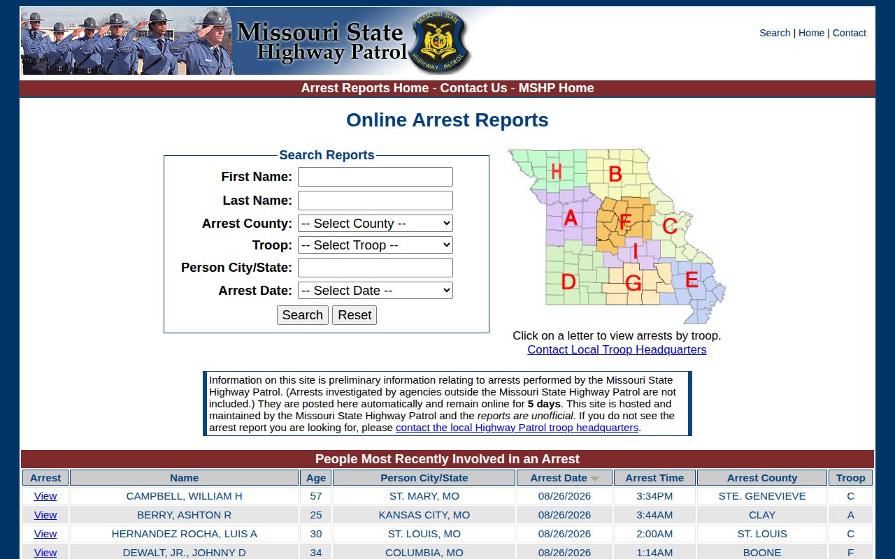 St. Louis County recent arrest official Highway Patrol search source